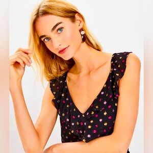 Loft Shimmer Clip Ruffle Crossover Shell